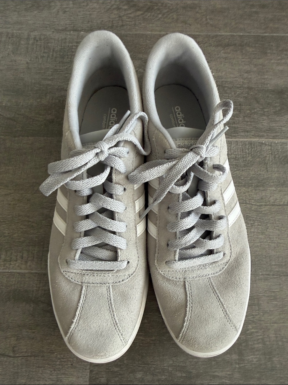 adidas Light Gray Suede Low-Top Sneakers